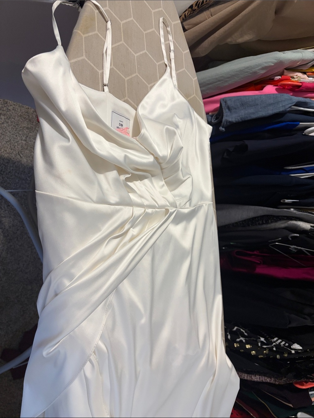 Elegant White Strapless Satin Draped Dress